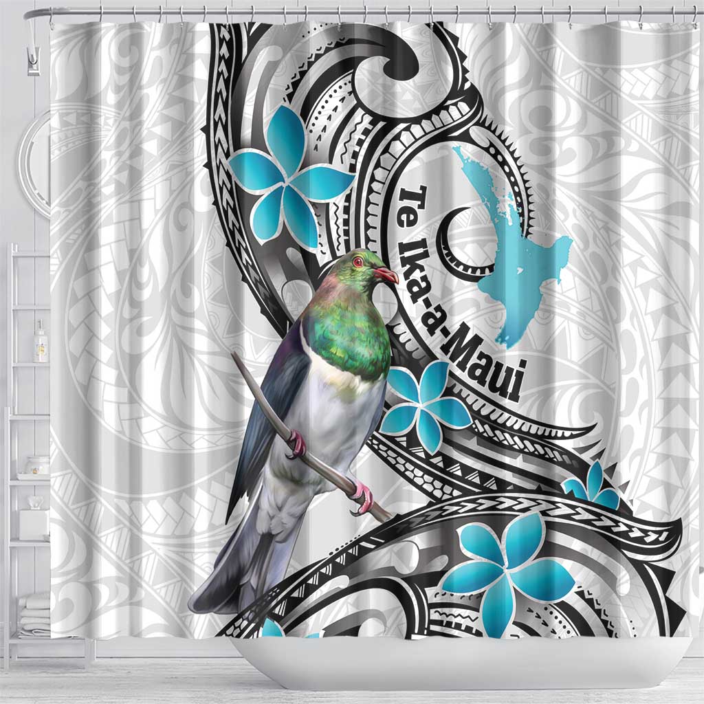 Aotearoa Te Ika-a-Maui Shower Curtain South Island Kekeru Maori Koru