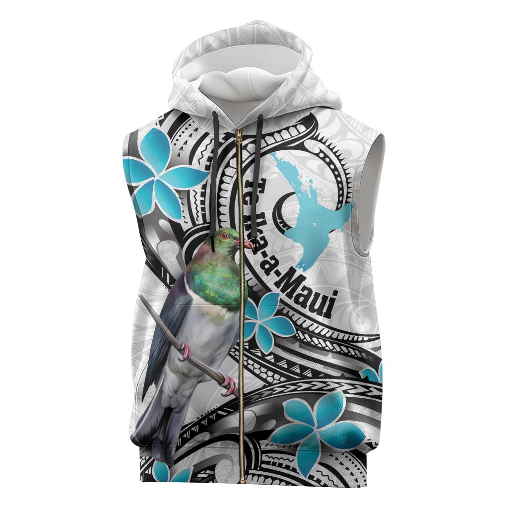 Aotearoa Te Ika-a-Maui Sleeveless Zip Hoodie South Island Kekeru Maori Koru - Polynesian Pride