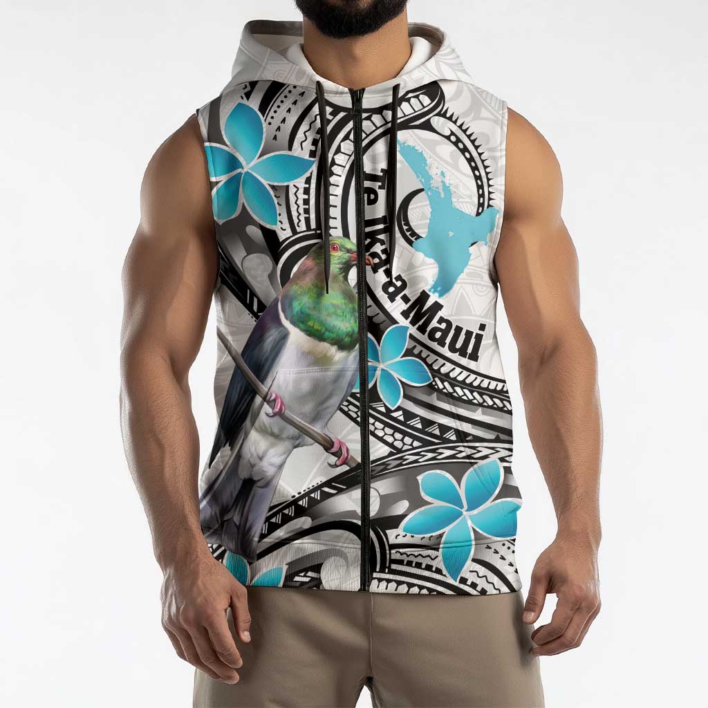 Aotearoa Te Ika-a-Maui Sleeveless Zip Hoodie South Island Kekeru Maori Koru LT14