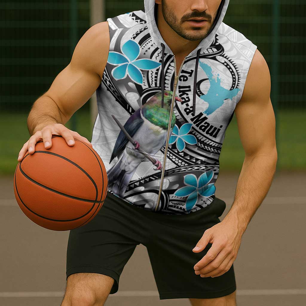 Aotearoa Te Ika-a-Maui Sleeveless Zip Hoodie South Island Kekeru Maori Koru - Polynesian Pride