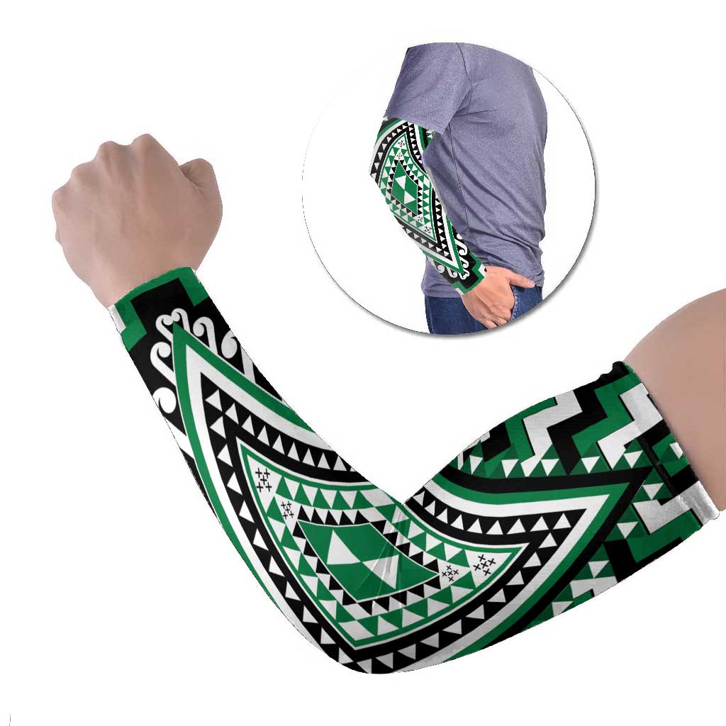 Green New Zealand Taniko Poutama Patikitiki Arm Sleeves - Polynesian Pride