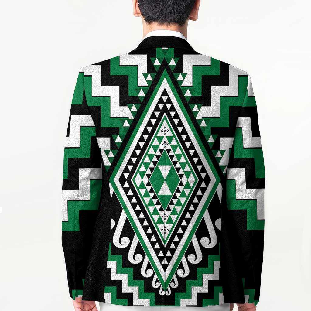 Green New Zealand Taniko Poutama Patikitiki Blazer - Polynesian Pride