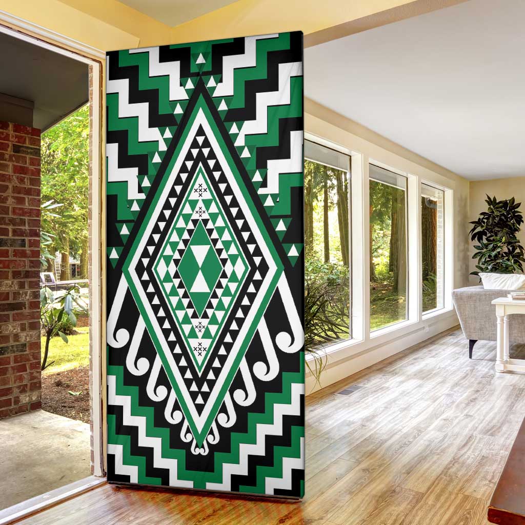 Green New Zealand Taniko Poutama Patikitiki Door Cover - Polynesian Pride