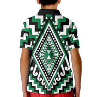Green Aotearoa Taniko Poutama Patikitiki Kid Polo Shirt