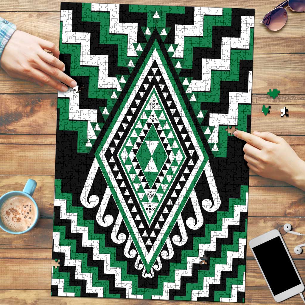 Green New Zealand Taniko Poutama Patikitiki Puzzle - Polynesian Pride