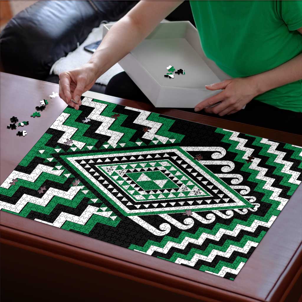 Green New Zealand Taniko Poutama Patikitiki Puzzle - Polynesian Pride