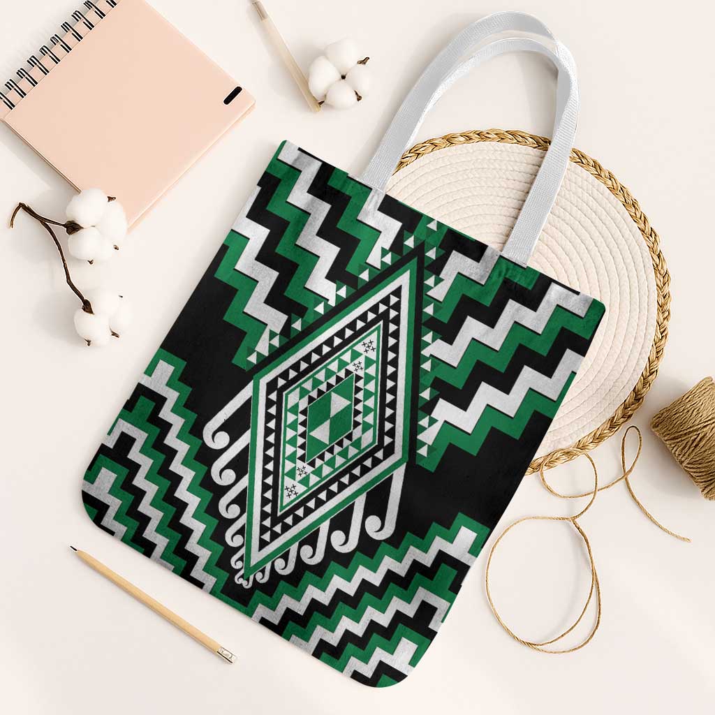 Green New Zealand Taniko Poutama Patikitiki Tote Bag - Polynesian Pride