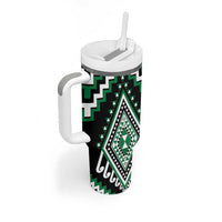 Green Aotearoa Taniko Poutama Patikitiki Tumbler With Handle