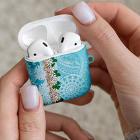 Cook Islands Tiare Maori With Conch Shell AirPods Case Pasifika Fest Polynesian Tattoo Turquoise