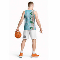 Cook Islands Tiare Maori With Conch Shell Basketball Jersey Pasifika Fest Polynesian Tattoo Turquoise