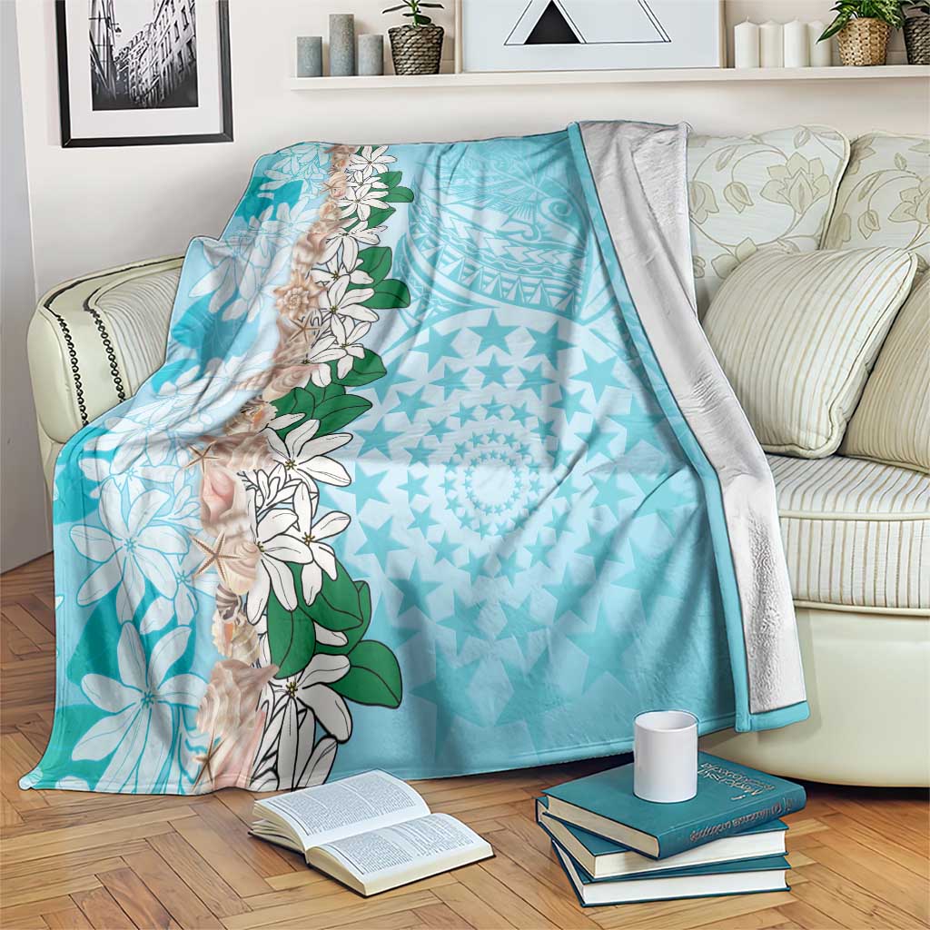 Cook Islands Tiare Maori With Conch Shell Blanket Pasifika Fest Polynesian Tattoo Turquoise