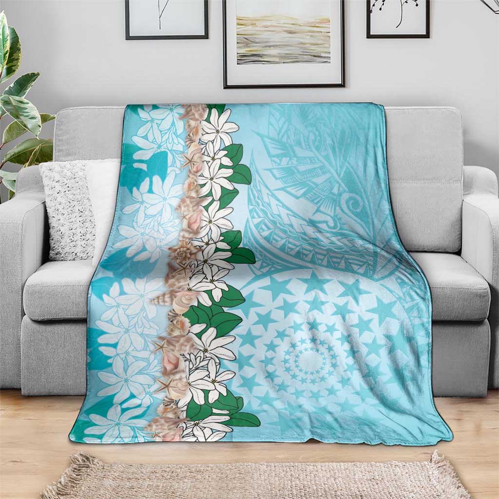 Cook Islands Tiare Maori With Conch Shell Blanket Pasifika Fest Polynesian Tattoo Turquoise