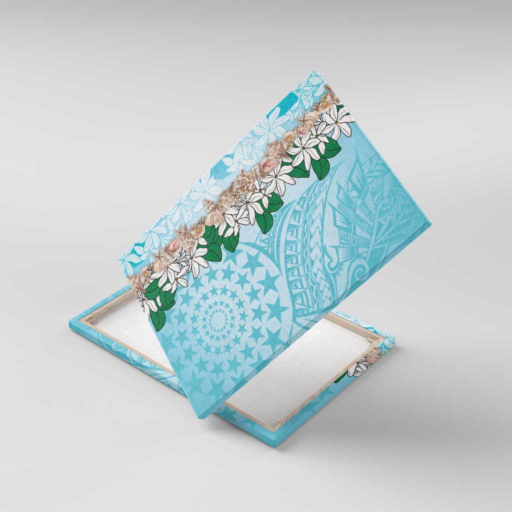Cook Islands Tiare Maori With Conch Shell Canvas Wall Art Pasifika Fest Polynesian Tattoo Turquoise