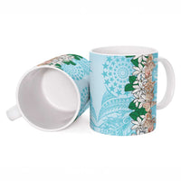 Cook Islands Tiare Maori With Conch Shell Ceramic Mug Pasifika Fest Polynesian Tattoo Turquoise