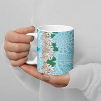 Cook Islands Tiare Maori With Conch Shell Ceramic Mug Pasifika Fest Polynesian Tattoo Turquoise