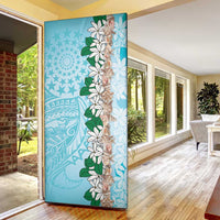 Cook Islands Tiare Maori With Conch Shell Door Cover Pasifika Fest Polynesian Tattoo Turquoise