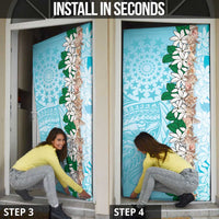 Cook Islands Tiare Maori With Conch Shell Door Cover Pasifika Fest Polynesian Tattoo Turquoise