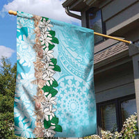 Cook Islands Tiare Maori With Conch Shell Garden Flag Pasifika Fest Polynesian Tattoo Turquoise
