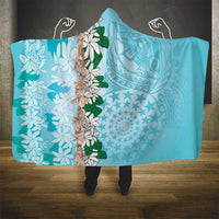 Cook Islands Tiare Maori With Conch Shell Hooded Blanket Pasifika Fest Polynesian Tattoo Turquoise