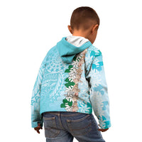 Cook Islands Tiare Maori With Conch Shell Kid Hoodie Pasifika Fest Polynesian Tattoo Turquoise