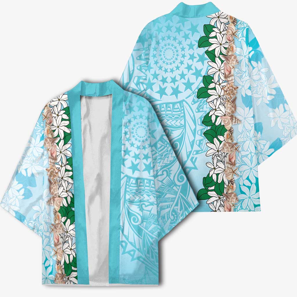 Cook Islands Tiare Maori With Conch Shell Kimono Pasifika Fest Polynesian Tattoo Turquoise