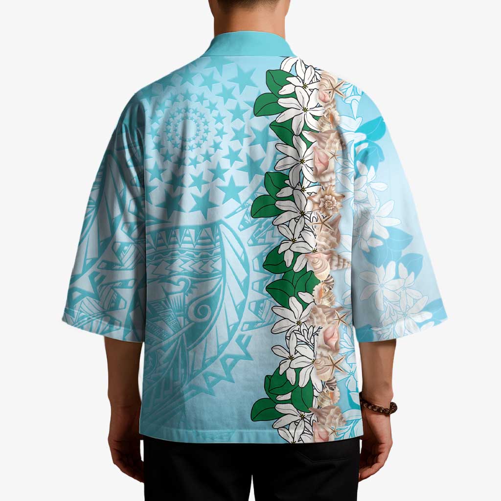 Cook Islands Tiare Maori With Conch Shell Kimono Pasifika Fest Polynesian Tattoo Turquoise