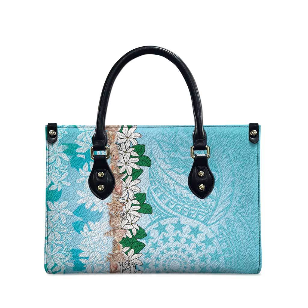 Cook Islands Tiare Maori With Conch Shell Leather Bag Pasifika Fest Polynesian Tattoo Turquoise