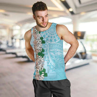 Cook Islands Tiare Maori With Conch Shell Men Tank Top Pasifika Fest Polynesian Tattoo Turquoise