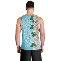 Cook Islands Tiare Maori With Conch Shell Men Tank Top Pasifika Fest Polynesian Tattoo Turquoise