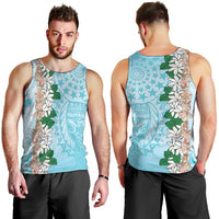 Cook Islands Tiare Maori With Conch Shell Men Tank Top Pasifika Fest Polynesian Tattoo Turquoise