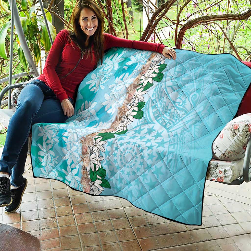 Cook Islands Tiare Maori With Conch Shell Quilt Pasifika Fest Polynesian Tattoo Turquoise