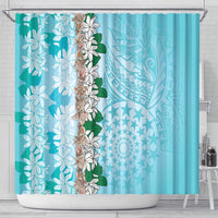 Cook Islands Tiare Maori With Conch Shell Shower Curtain Pasifika Fest Polynesian Tattoo Turquoise