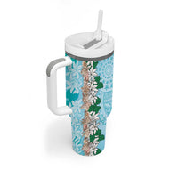 Cook Islands Tiare Maori With Conch Shell Tumbler With Handle Pasifika Fest Polynesian Tattoo Turquoise