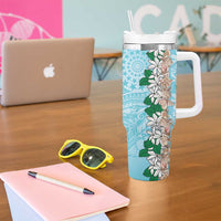 Cook Islands Tiare Maori With Conch Shell Tumbler With Handle Pasifika Fest Polynesian Tattoo Turquoise