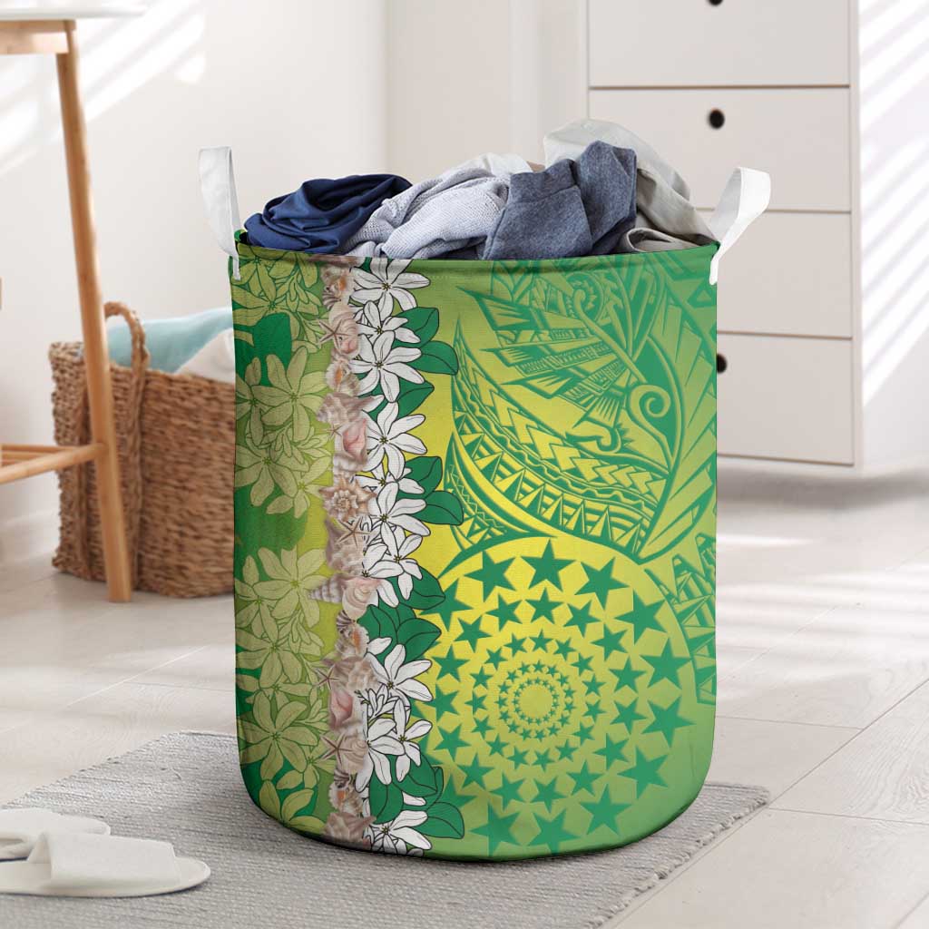 Cook Islands Tiare Maori With Conch Shell Laundry Basket Pasifika Fest Polynesian Tattoo Green