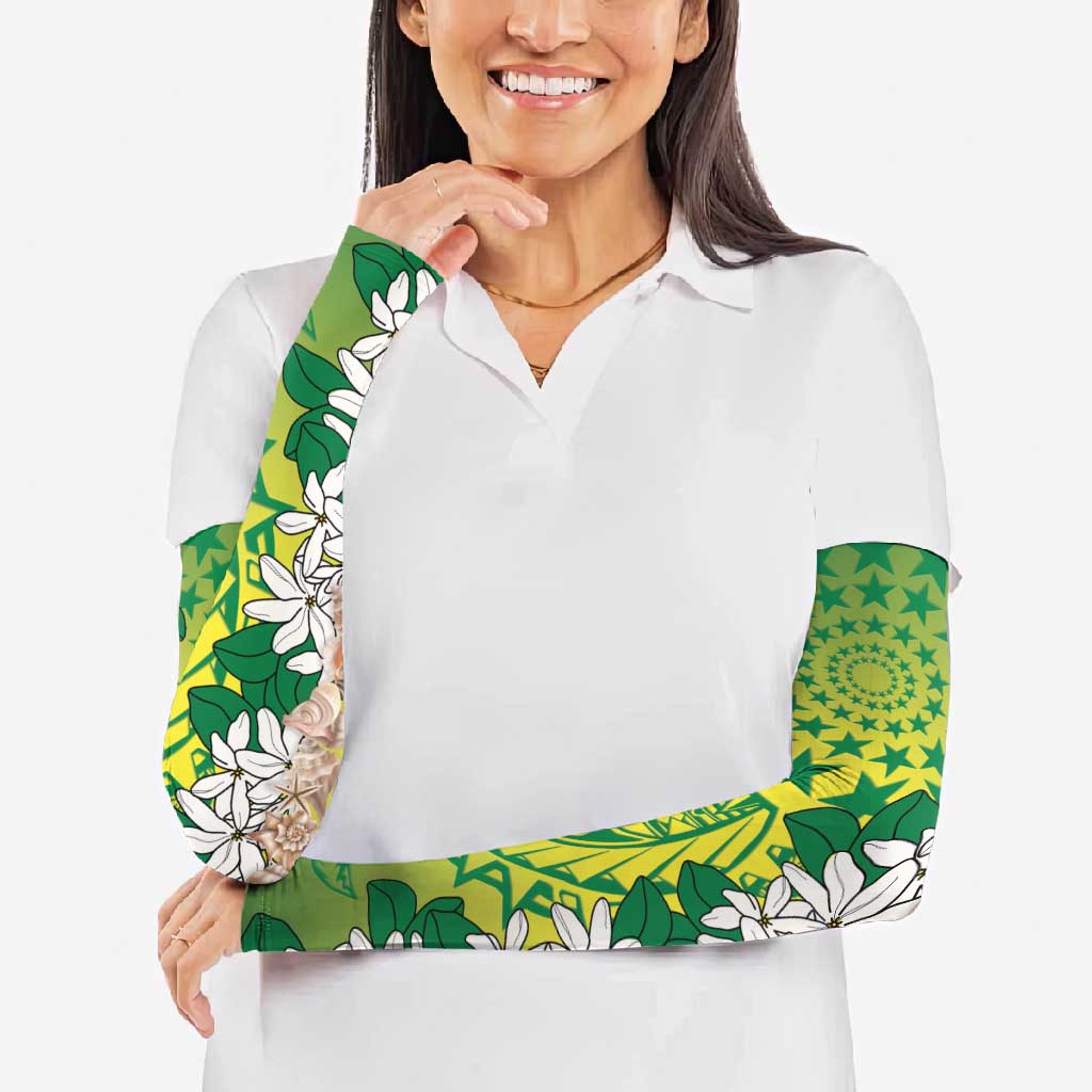 Cook Islands Tiare Maori With Conch Shell Arm Sleeves Pasifika Fest Polynesian Tattoo Green