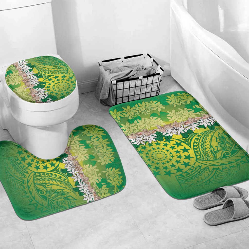 Cook Islands Tiare Maori With Conch Shell Bathroom Set Pasifika Fest Polynesian Tattoo Green