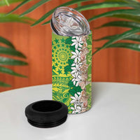 Cook Islands Tiare Maori With Conch Shell 4 in 1 Can Cooler Tumbler Pasifika Fest Polynesian Tattoo Green