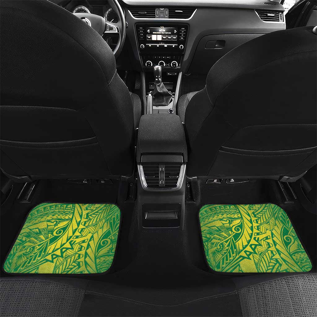 Cook Islands Tiare Maori With Conch Shell Car Mats Pasifika Fest Polynesian Tattoo Green