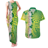 Cook Islands Tiare Maori With Conch Shell Couples Matching Tank Maxi Dress and Hawaiian Shirt Pasifika Fest Polynesian Tattoo Green LT14 Green - Polynesian Pride