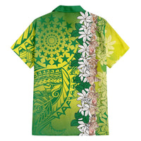 Cook Islands Tiare Maori With Conch Shell Family Matching Off The Shoulder Long Sleeve Dress and Hawaiian Shirt Pasifika Fest Polynesian Tattoo Green LT14 - Polynesian Pride