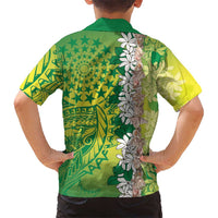 Cook Islands Tiare Maori With Conch Shell Family Matching Short Sleeve Bodycon Dress and Hawaiian Shirt Pasifika Fest Polynesian Tattoo Green LT14 - Polynesian Pride