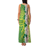Cook Islands Tiare Maori With Conch Shell Family Matching Tank Maxi Dress and Hawaiian Shirt Pasifika Fest Polynesian Tattoo Green LT14 - Polynesian Pride