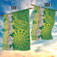Cook Islands Tiare Maori With Conch Shell Garden Flag Pasifika Fest Polynesian Tattoo Green