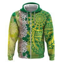 Cook Islands Tiare Maori With Conch Shell Hoodie Pasifika Fest Polynesian Tattoo Green