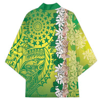 Cook Islands Tiare Maori With Conch Shell Kimono Pasifika Fest Polynesian Tattoo Green