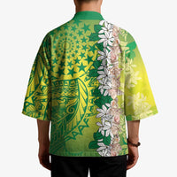 Cook Islands Tiare Maori With Conch Shell Kimono Pasifika Fest Polynesian Tattoo Green