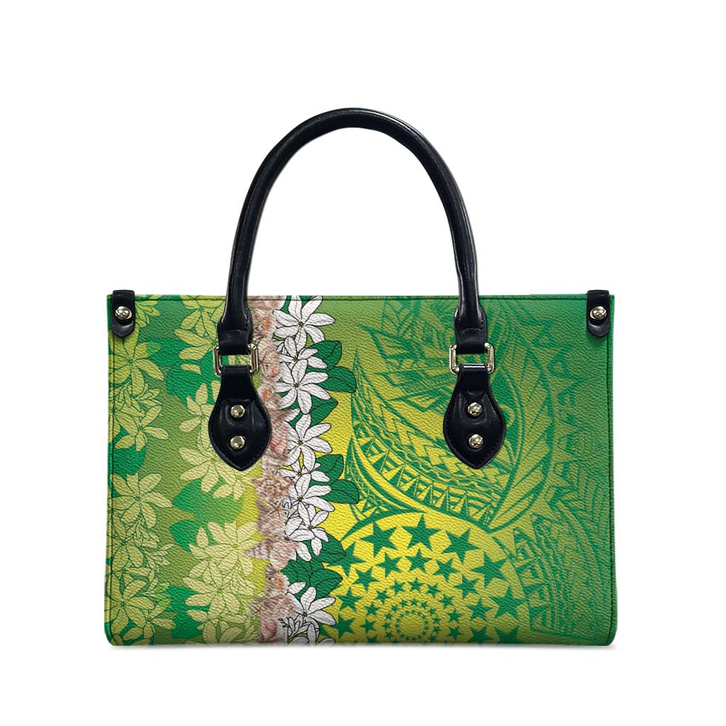 Cook Islands Tiare Maori With Conch Shell Leather Bag Pasifika Fest Polynesian Tattoo Green