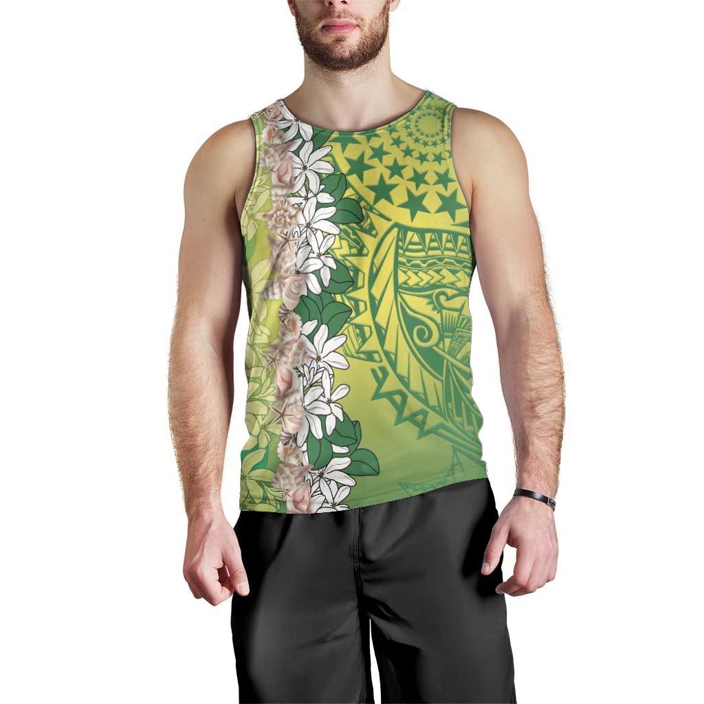 Cook Islands Tiare Maori With Conch Shell Men Tank Top Pasifika Fest Polynesian Tattoo Green