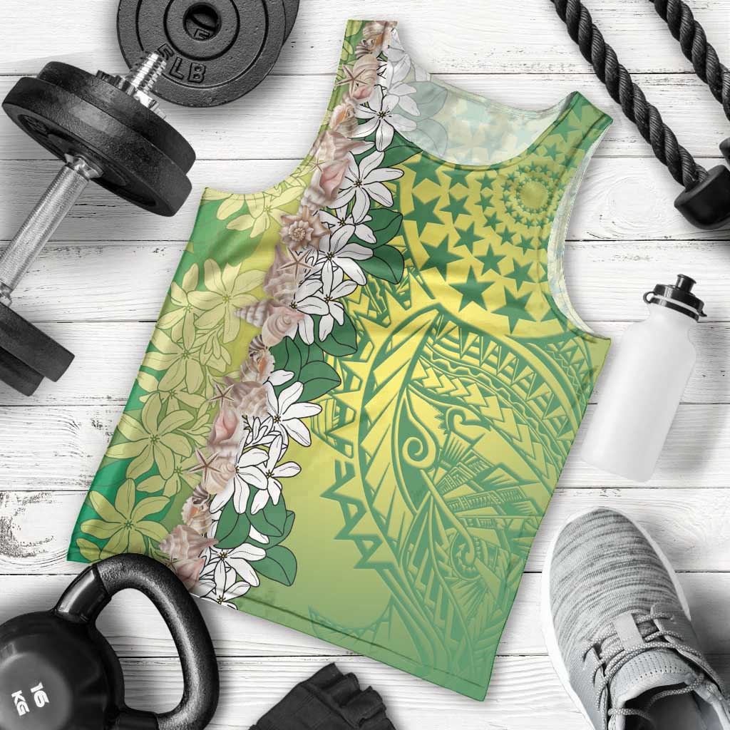 Cook Islands Tiare Maori With Conch Shell Men Tank Top Pasifika Fest Polynesian Tattoo Green